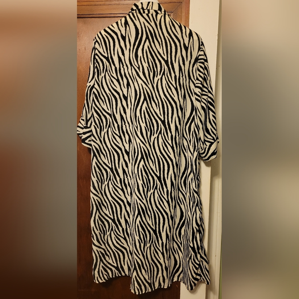 Black and white zebra striped shirt dresss.  2x E #13 - Picture 3 of 4